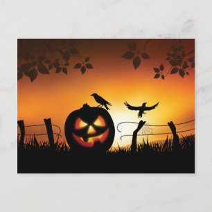 Beängstigendes Halloween-Themenfeld Postkarte