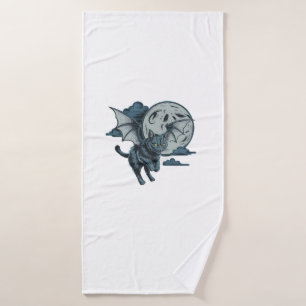 Beängstigendes Halloween-Vollmond der Battflügel Badehandtuch