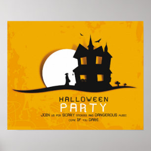 Beängstigendes Haus & Vollmond Halloween-Party Ein Poster