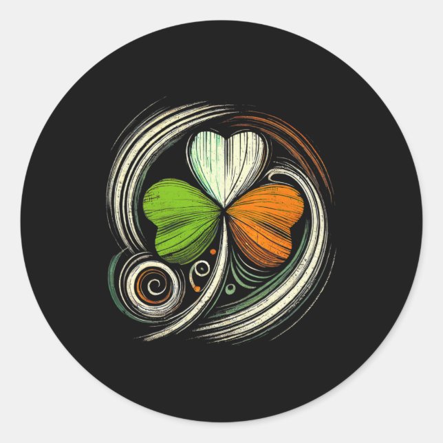 Beängstigendes irisches Kleeblatt "Irish Flags Vin Runder Aufkleber (Vorderseite)