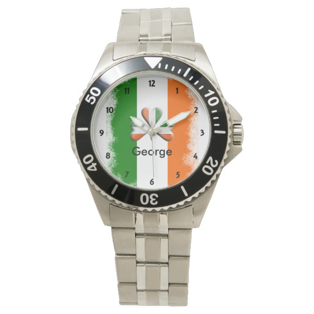 Beängstigendes Irish Tri Colors Kleeblatt Personal Armbanduhr (Vorderseite)