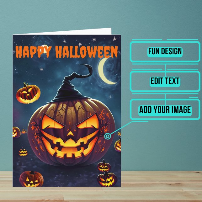 Beängstigendes Jack-o'-Laterne Halloween Karte (Send a special greeting to a friend at Halloween with this fun card.)