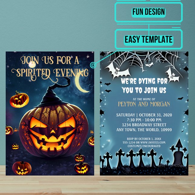 Beängstigendes Jack-o'-Laterne-Halloween-Party Einladung (Use these awesome invitations to get your guest in the mood right away. )