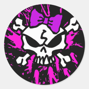 BEÄNGSTIGENDES MÄDCHEN MIT SPRITZERN RUNDER AUFKLEBER