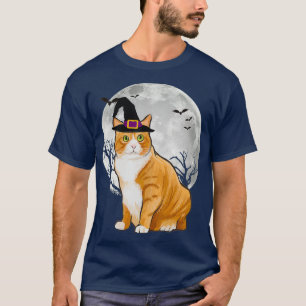 Beängstigendes Manx Cat Hexenhut Halloween T-Shirt