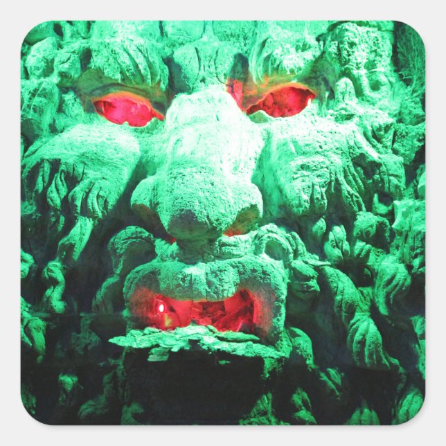 Beängstigendes Maskengefecht Quadratischer Aufkleber (Vorderseite)