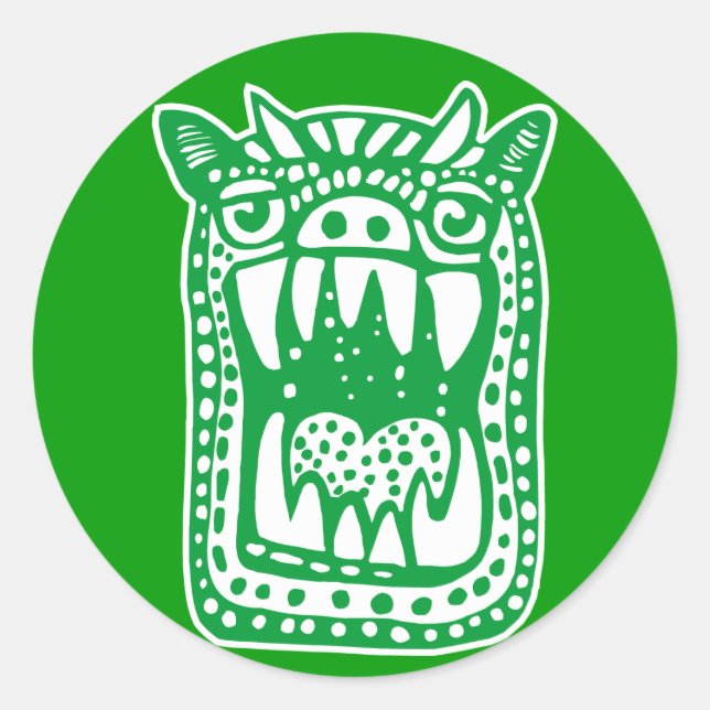 Beängstigendes Monster - grün Runder Aufkleber (Vorderseite)