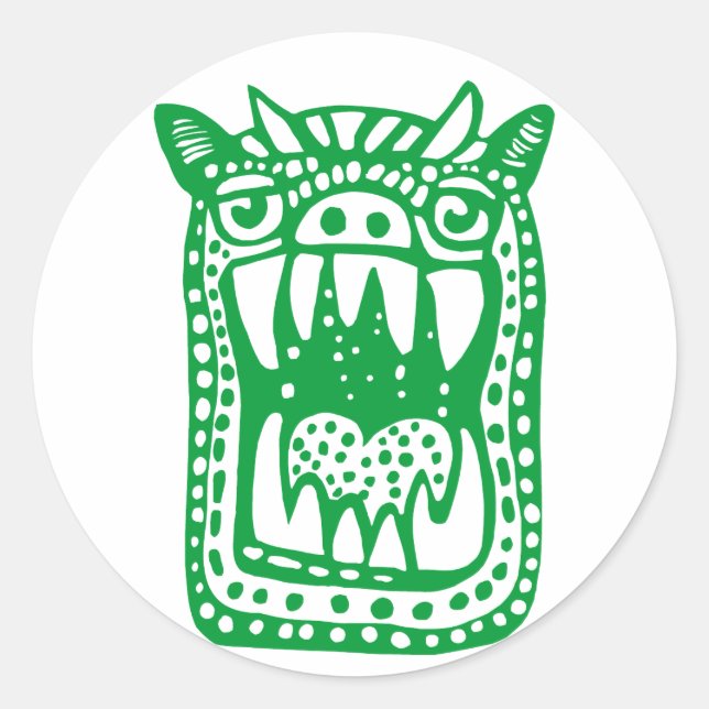 Beängstigendes Monster - grün Runder Aufkleber (Vorderseite)
