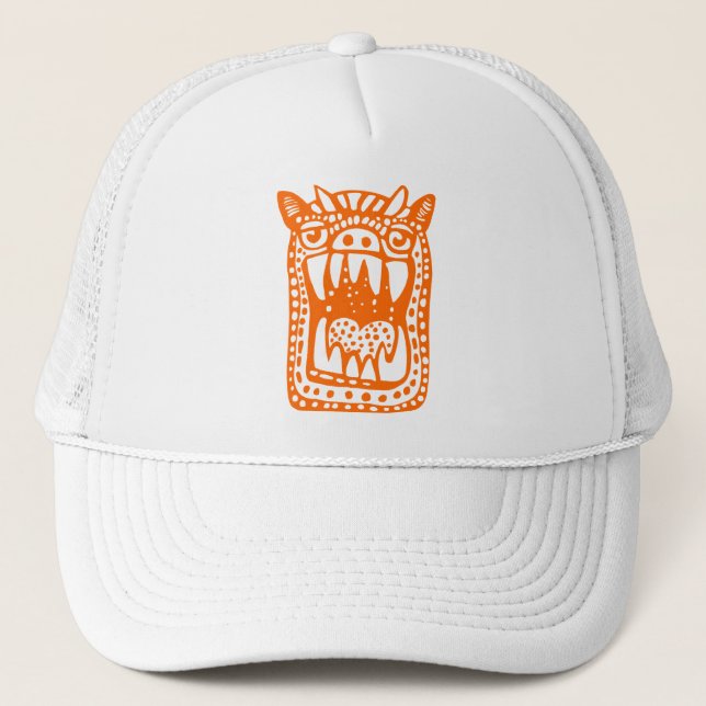 Beängstigendes Monster - Orange Truckerkappe (Vorderseite)