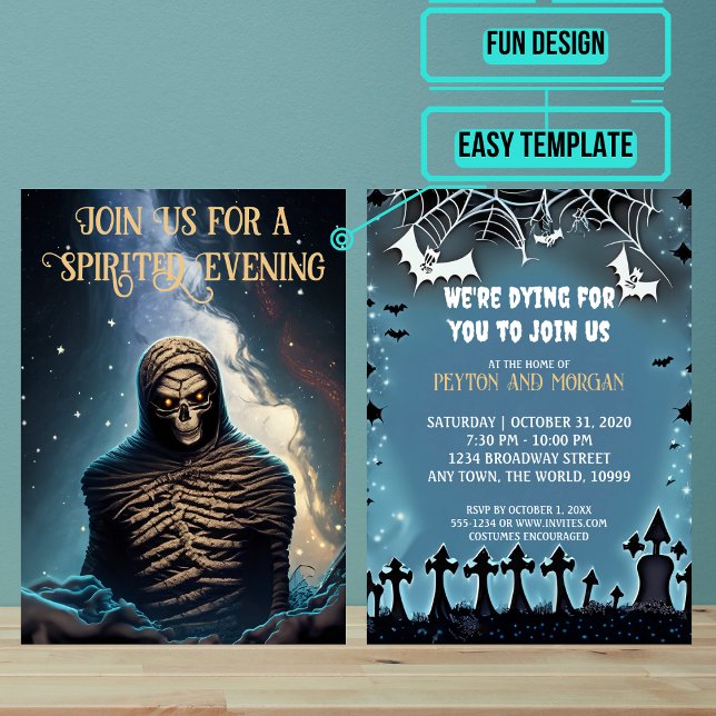 Beängstigendes Mummy-Halloween-Party Einladung (Use these awesome invitations to get your guest in the mood right away. )