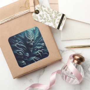 Beängstigendes Muster, dunkle Fantasie Quadratischer Aufkleber