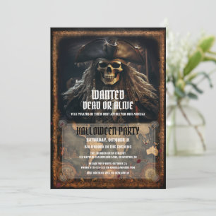 Beängstigendes Piratenschwarzes Halloween-Party Einladung