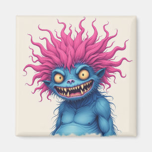 Beängstigendes rosa Haarbonster Magnet