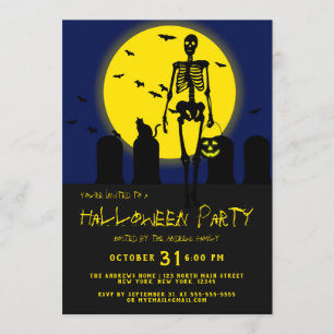 Beängstigendes Skelett Katzenbäder Friedhofszene H Einladung
