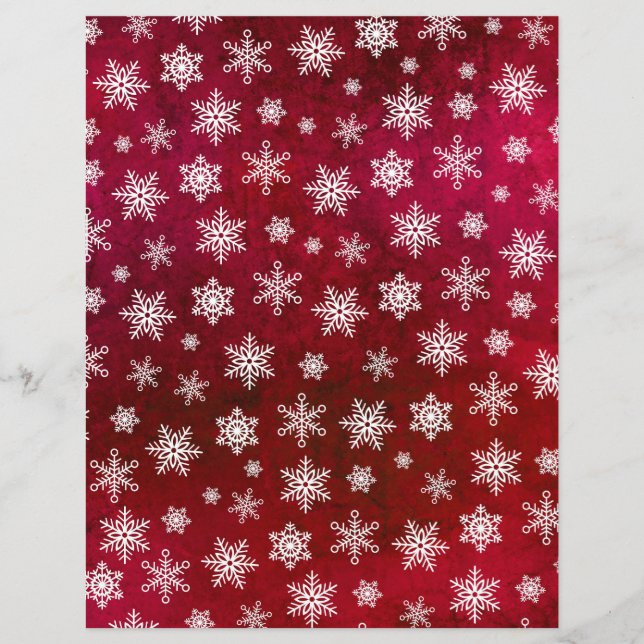 Beängstigendes Snowflake Scrapbook Papier - Rot (Vorderseite)