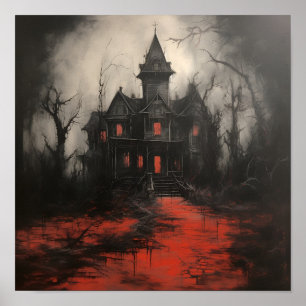 beängstigendes Spuk Acrylhaus Halloween Poster