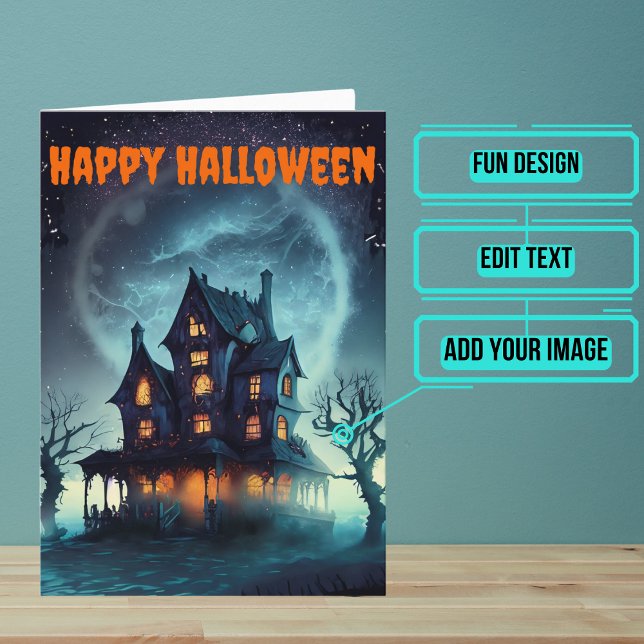 Beängstigendes Spuk Haus Halloween Karte (Send a special greeting to a friend at Halloween with this fun card.)