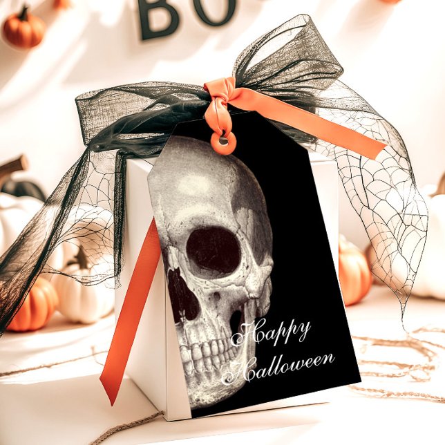 Beängstigendes totes Schädelglück Halloween-Party Geschenkanhänger (Scary Dead Skull Happy Halloween Party Gift Tags)