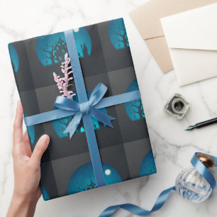 Beängstigendes und lustiges blaues und schwarzes S Geschenkpapier