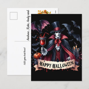 Beängstigendes Vampire and Bats - glückliches Hall Feiertagspostkarte