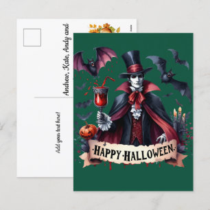 Beängstigendes Vampire and Bats - glückliches Hall Feiertagspostkarte