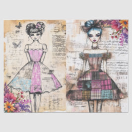 Beängstigendes Vintages Blumenkleid Ephemera Seidenpapier