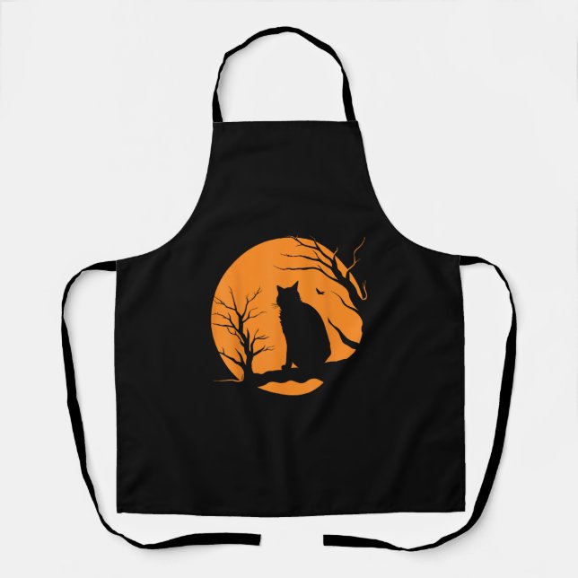 Beängstigendes Vintages Halloween Black Cat Kostüm Schürze (Vorderseite)