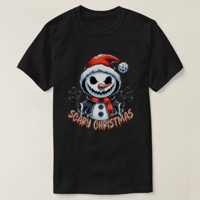 beängstigendes Weihnachten, beängstigender Schneem T-Shirt (Design vorne)