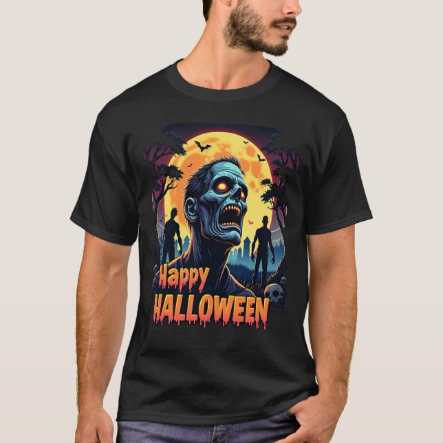 Beängstigendes Zombie Halloween Moon Shirt (Vorderseite)
