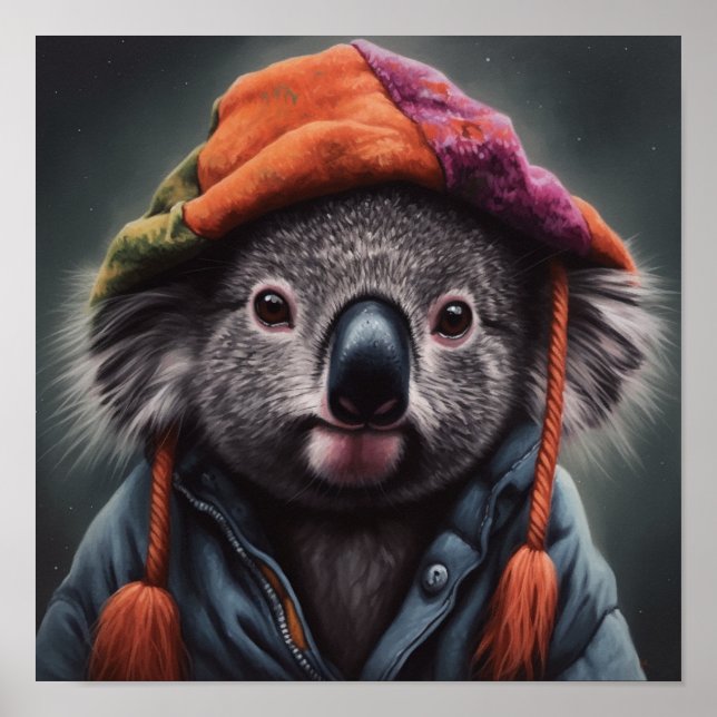 Beanie Bunch Koala Patchwork-Mütze Kunstposter Poster (Vorne)