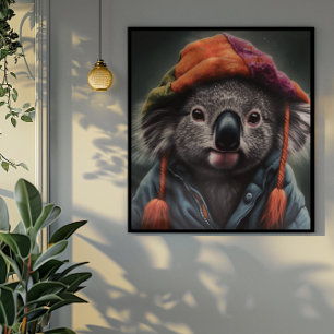 Beanie Bunch Koala Patchwork-Mütze Kunstposter Poster
