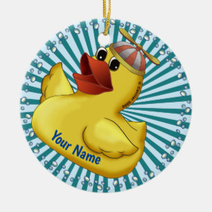 Beanie Hat Rubber Duck Keramik Ornament