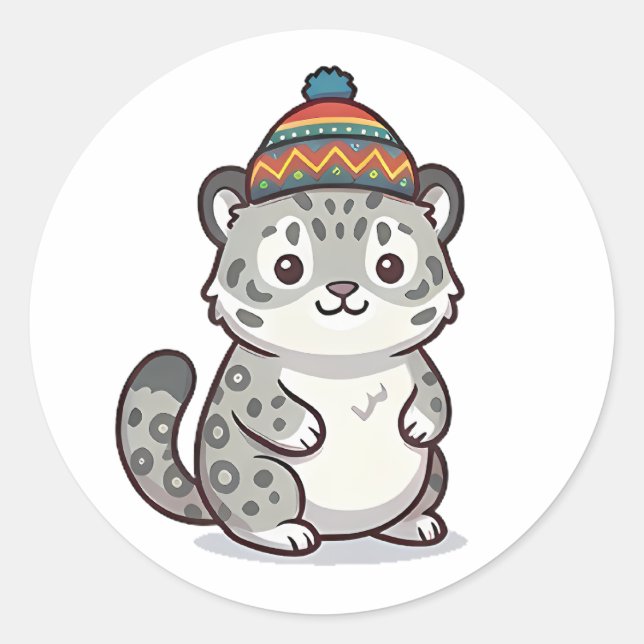 Beanie Leopard Runder Aufkleber (Vorderseite)
