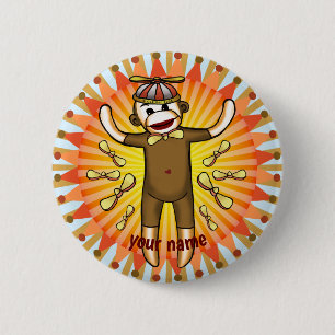 Beanie Sock Monkey Button