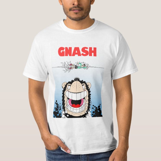 Beano Gnasher Jaws parody Herren T - Shirt (Vorderseite)