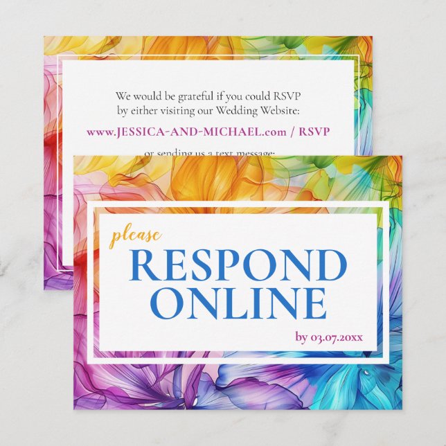 Beantworten Sie online Ethereal Bloom RSVP Karte (Vorne/Hinten)