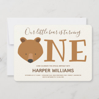 Bear 1. Geburtstag Party Einladung