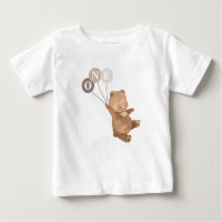 Bear 3 Brown Balloons 1. Geburtstag Baby T - Shirt