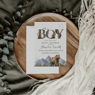 Bear Adventure Eucalyptus Moss Green Oh Boy Einladung