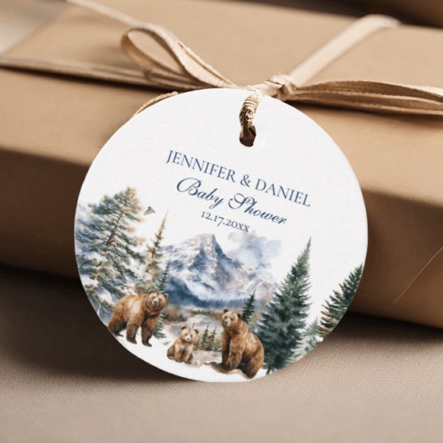 Bear Adventure Snow Mountain Winter Baby Dusche Geschenkanhänger (Von Creator hochgeladen)