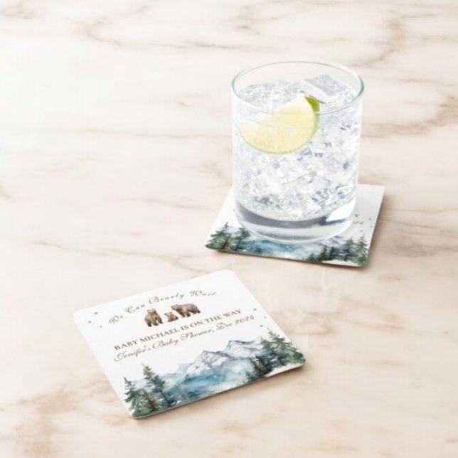 Bear Adventure Snowy Mountains Kinderdusche Rechteckiger Pappuntersetzer (Von Creator hochgeladen)