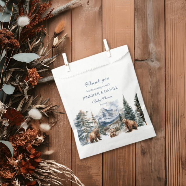 Bear Adventure Winter Snow Mountain Baby Dusche Geschenktütchen (Von Creator hochgeladen)