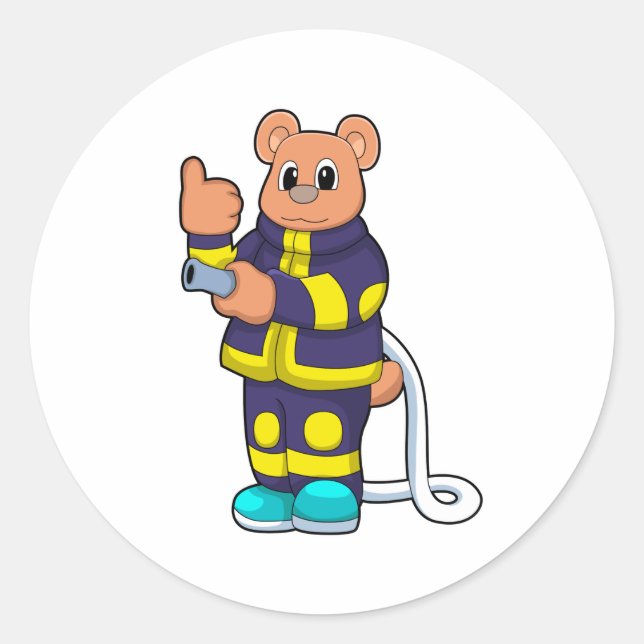 Bear als Feuerwehrmann in der Feuerabteilung mit H Runder Aufkleber (Vorderseite)