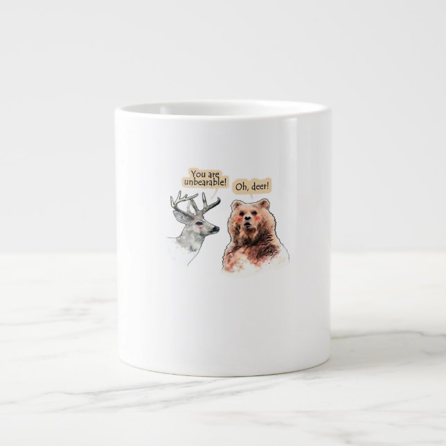 Bear And Deer Conversation Funny Wildlife Design  Jumbo-Tasse (Vorderseite)