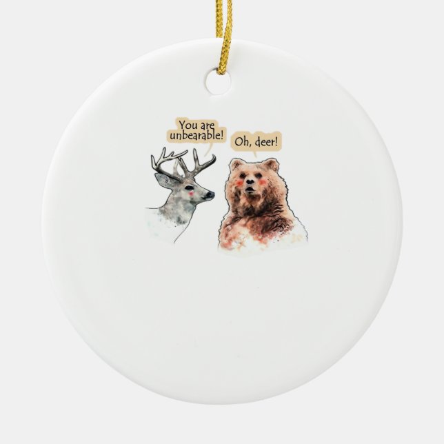 Bear And Deer Conversation Funny Wildlife Ornament (Vorne)