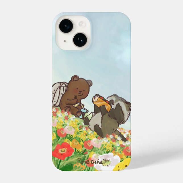 Bear and Raccoon Flower Picnic – iPhone Case iPhone Hülle (Rückseite)