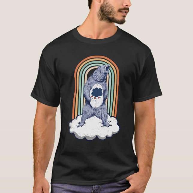 Bear Angry Rainbow Colorful Cloud Animal T-Shirt (Vorderseite)