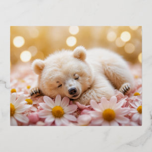 Bear Animal Fun Miniatur Fantastische Surreal Tedd Folien Feiertagspostkarte