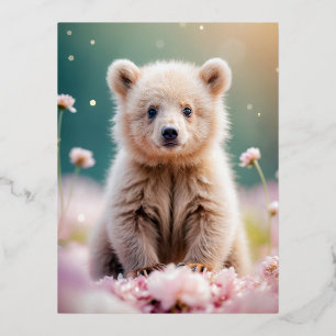 Bear Animal Fun Miniatur Fantastische Surreal Tedd Folien Feiertagspostkarte