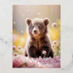Bear Animal Fun Miniatur Fantastische Surreal Tedd Folien Feiertagspostkarte
